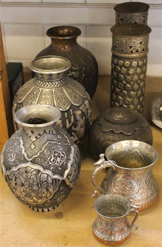 Persian vases, candlesticks, etc